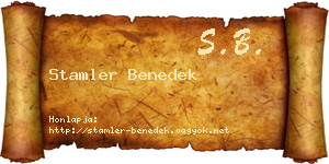 Stamler Benedek névjegykártya